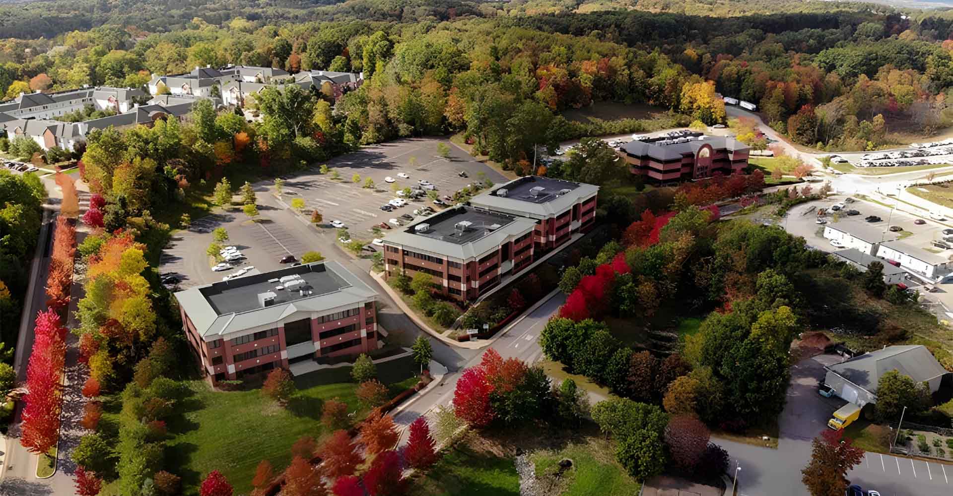 Aerial view of a business complex